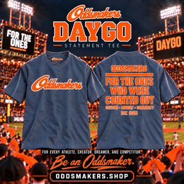 Navy and Orange Daygo Statement Tee by Oddsmakers